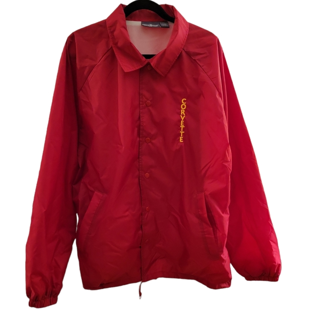 CORVETTE Windbreaker red with yellow stitching Auburn Sport lined pockets adjust